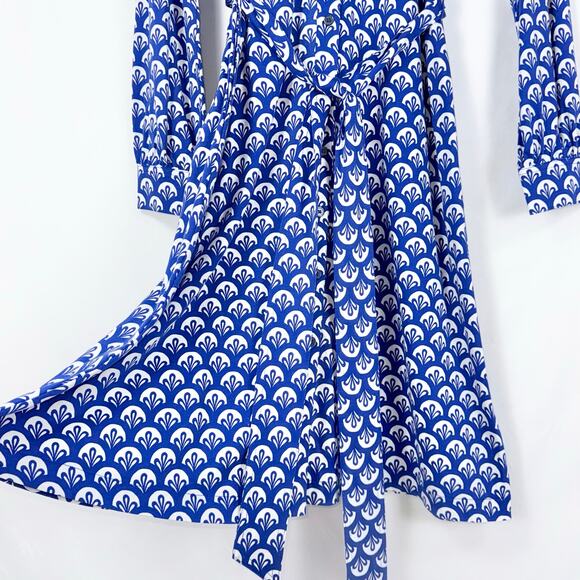 Boden Dress Women’s Julia Long Sleeve Knit Shirtdress Size 8 Blue Geometric - Picture 5 of 15